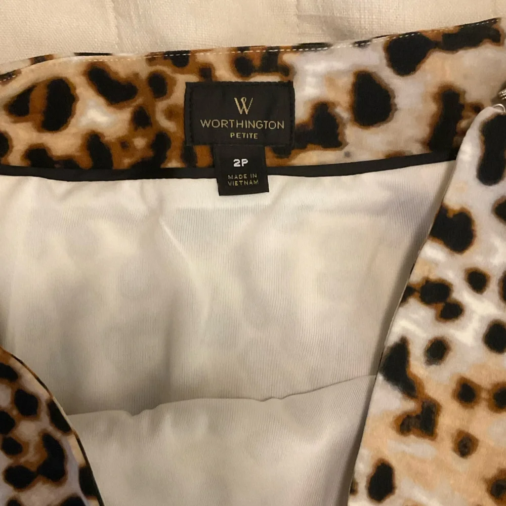 Worthington Pencil Midi Skirt Cheetah Print Brown 2P - Picture 3 of 4